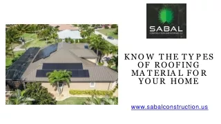 k n o w t h e t y p e s of roofing