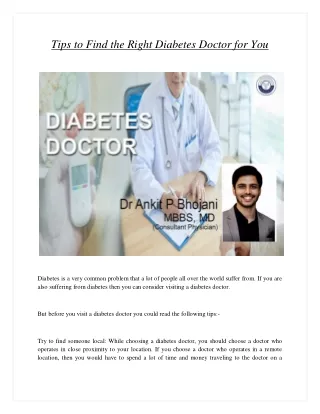 Tips to Find the Right Diabetes Doctor for You