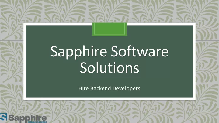 sapphire software solutions