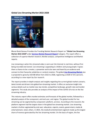 global live streaming market 2022 2028