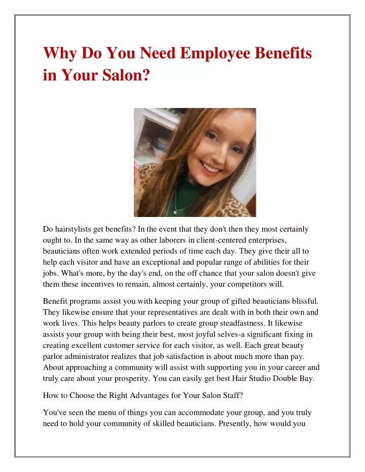 why do you need employee benefits in your salon