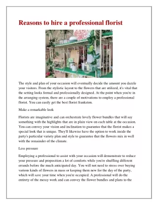reasons to hire a professional florist
