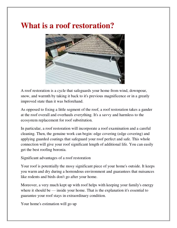 what is a roof restoration