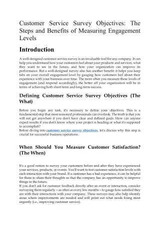 Customer Service Survey Objectives: The Steps and Benefits