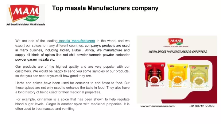 top masala manufacturers company