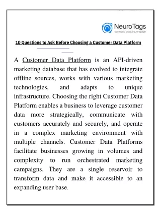 10 Questions to Ask Before Choosing a Customer Data Platform
