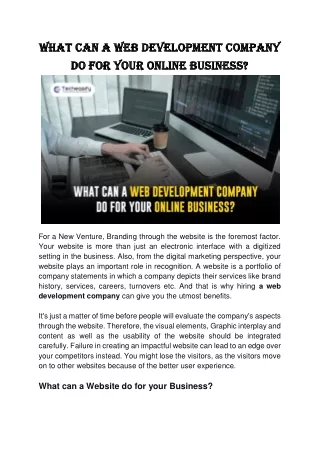 What can a Web Development Company do for your Online Business