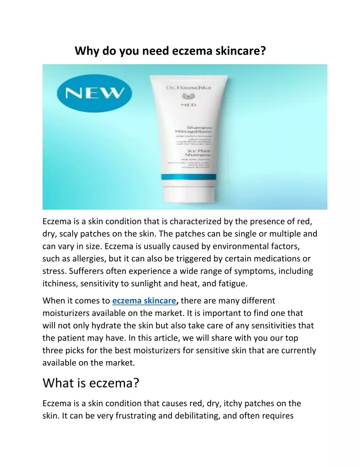 why do you need eczema skincare