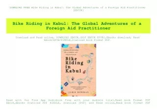 DOWNLOAD FREE Bike Riding in Kabul The Global Adventures of a Foreign Aid Practitioner [EBOOK]