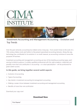 Investment & Management Accounting - Evolution & Top Trends