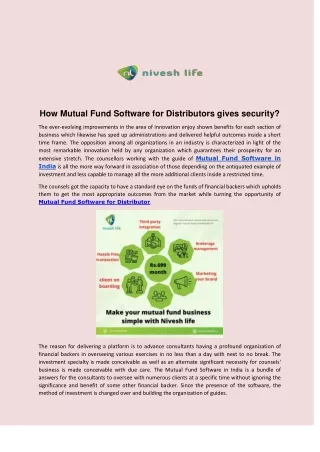 How Mutual Fund Software for Distributors gives security