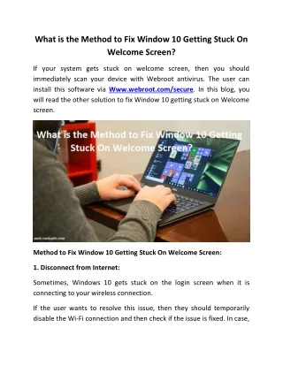 what is the method to fix window 10 getting stuck