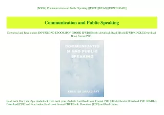 [BOOK] Communication and Public Speaking [[FREE] [READ] [DOWNLOAD]]