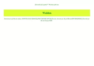 [Download] [epub]^^ Walden pdf free
