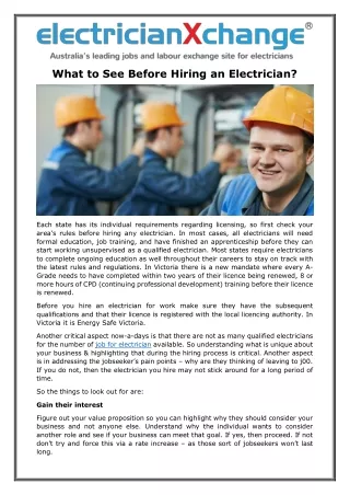 what to see before hiring an electrician