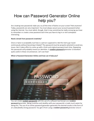 How can Password Generator Online help you?