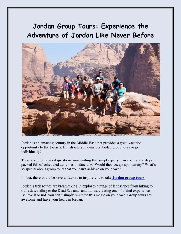jordan group tours experience the adventure