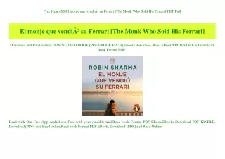 Free [epub]$$ El monje que vendiÃƒÂ³ su Ferrari [The Monk Who Sold His Ferrari] PDF Full