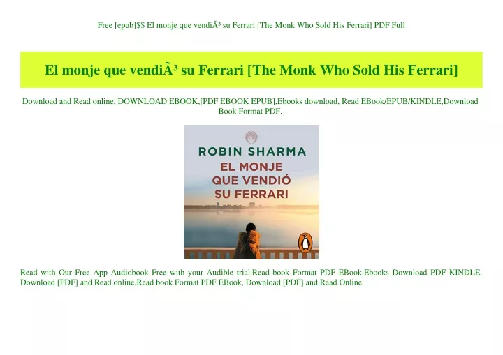 free epub el monje que vendi su ferrari the monk