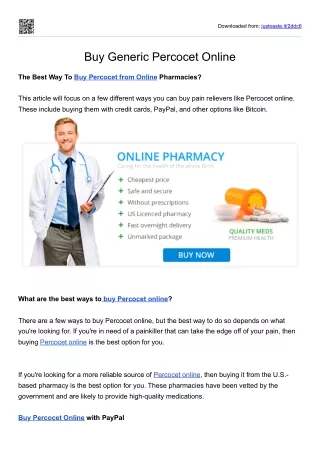 PERCOCET ONLINE with PayPal