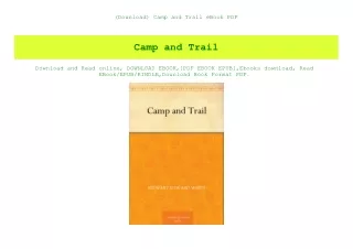 (Download) Camp and Trail eBook PDF