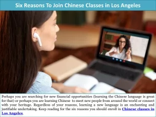 six reasons to join chinese classes in los angeles