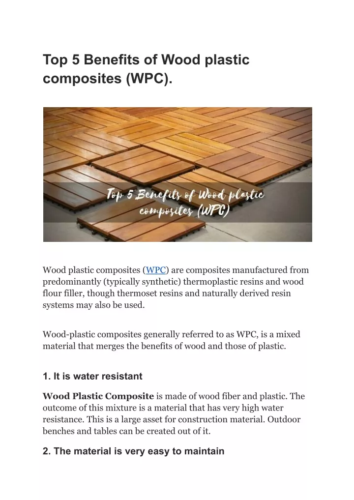 top 5 benefits of wood plastic composites wpc