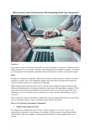 why connect and communicate with emerging small