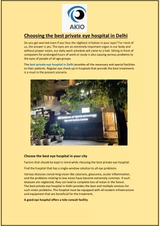Choosing the best private eye hospital in Delhi
