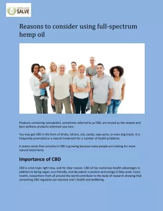 Reasons to consider using full-spectrum hemp oil