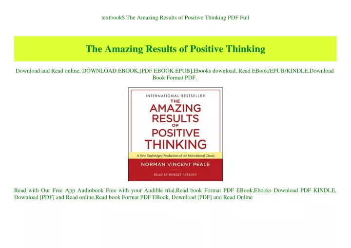 textbook the amazing results of positive thinking