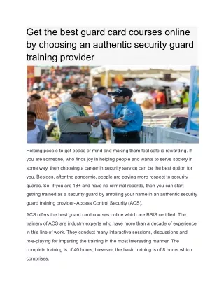 get the best guard card courses online