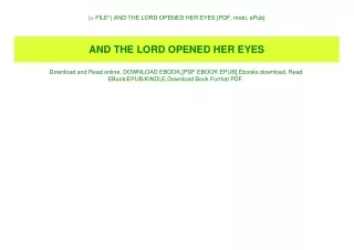 (P.D.F. FILE) AND THE LORD OPENED HER EYES [PDF  mobi  ePub]
