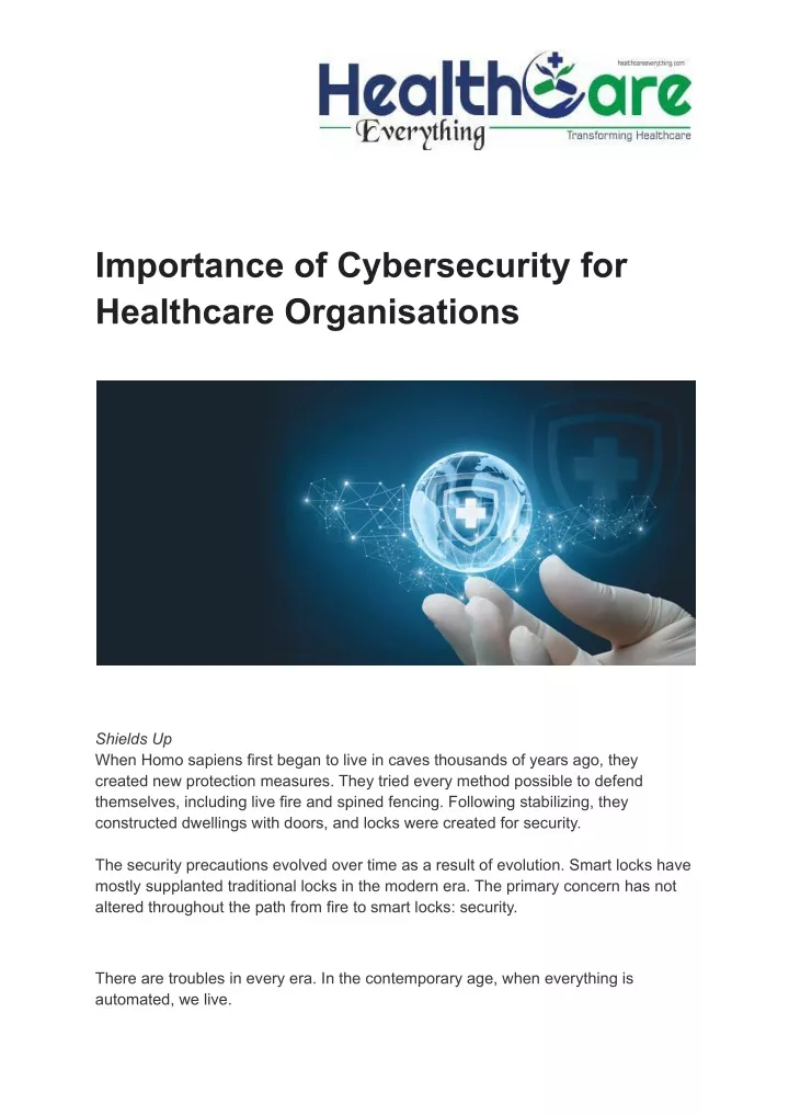 importance of cybersecurity for healthcare