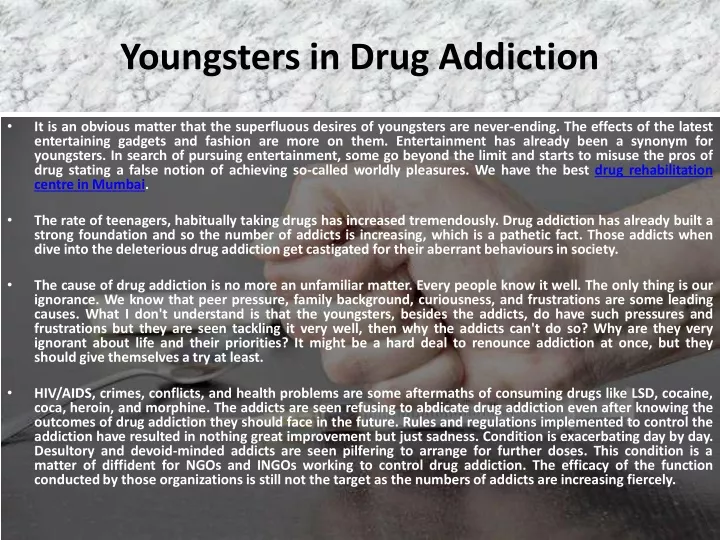 youngsters in drug addiction