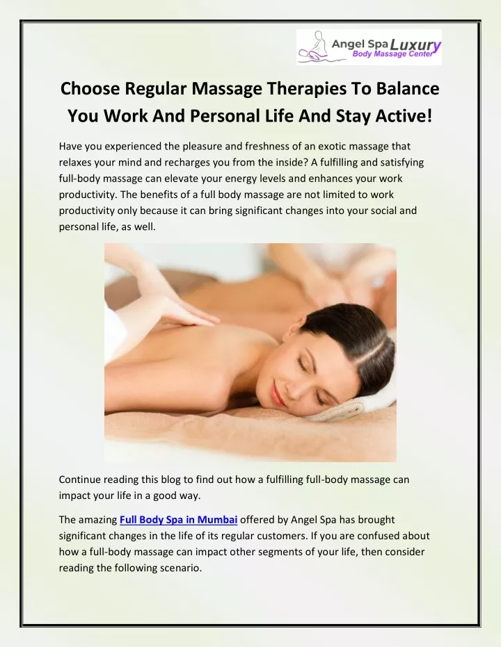 choose regular massage therapies to balance