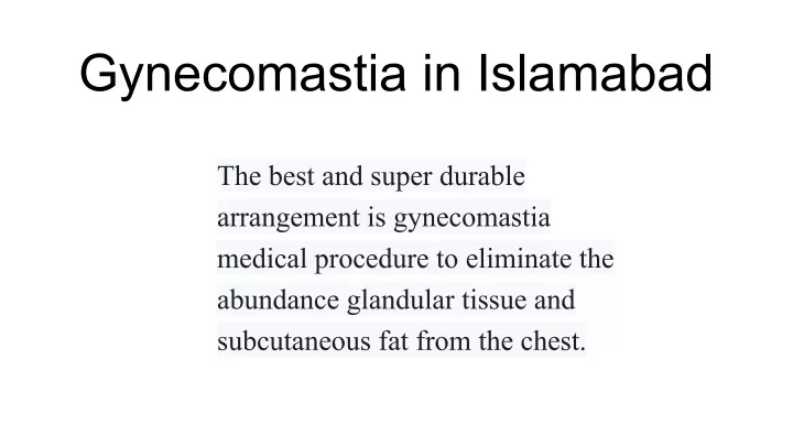 gynecomastia in islamabad