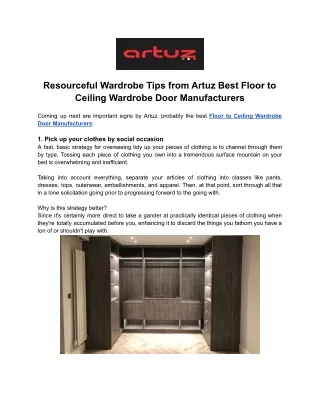 Resourceful Wardrobe Tips from Artuz Best Floor to Ceiling Wardrobe Door Manufacturers