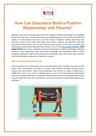 how can educators build a positive relationship