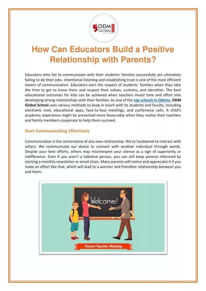 how can educators build a positive relationship