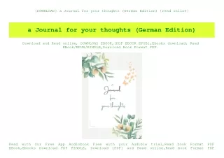 {DOWNLOAD} a Journal for your thoughts (German Edition) {read online}