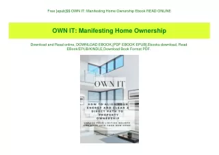Free [epub]$$ OWN IT Manifesting Home Ownership Ebook READ ONLINE