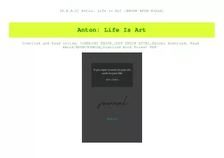 [R.E.A.D] Anton Life Is Art [EBOOK EPUB KIDLE]