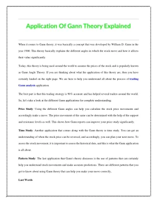 Application Of Gann Theory Explained