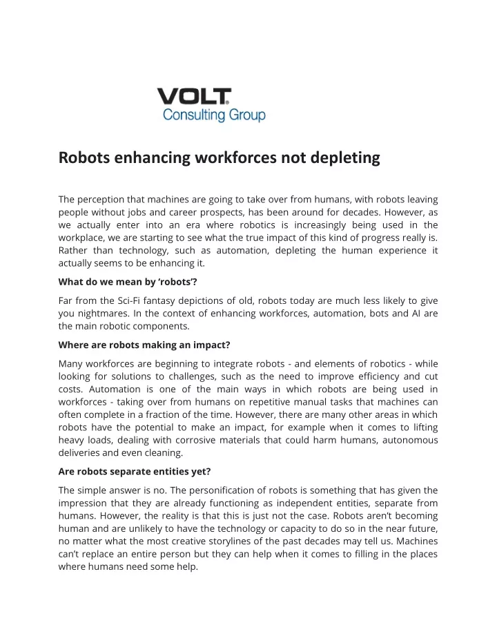 robots enhancing workforces not depleting