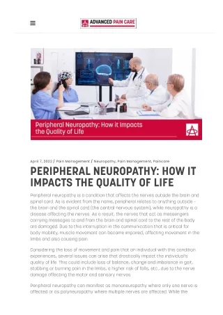 Peripheral Neuropathy Impact On Quality of Life