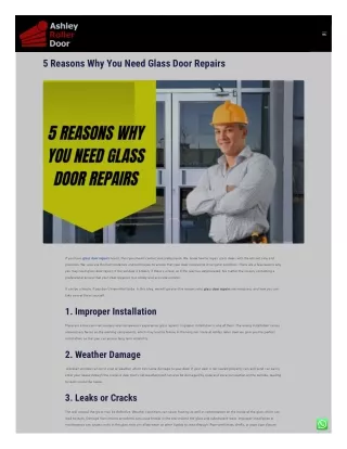 5 Reasons Why You Need Glass Door Repairs