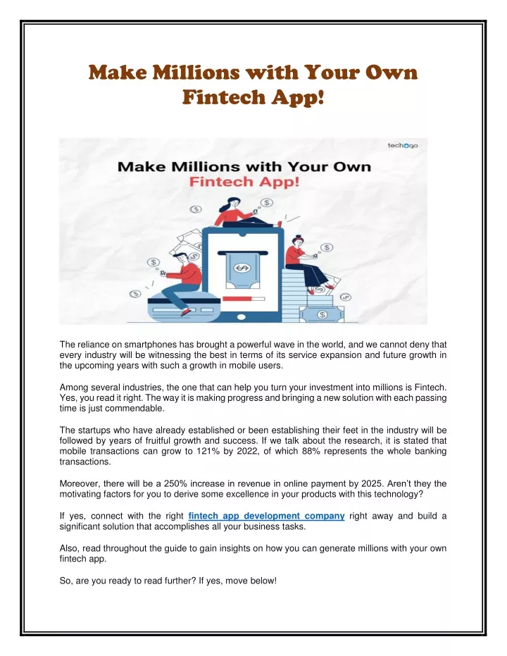 make millions with your own fintech app