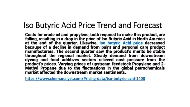 iso butyric acid price trend and forecast