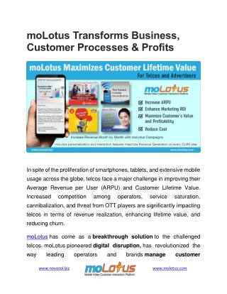 moLotus Transforms Business, Customer Processes & Profits